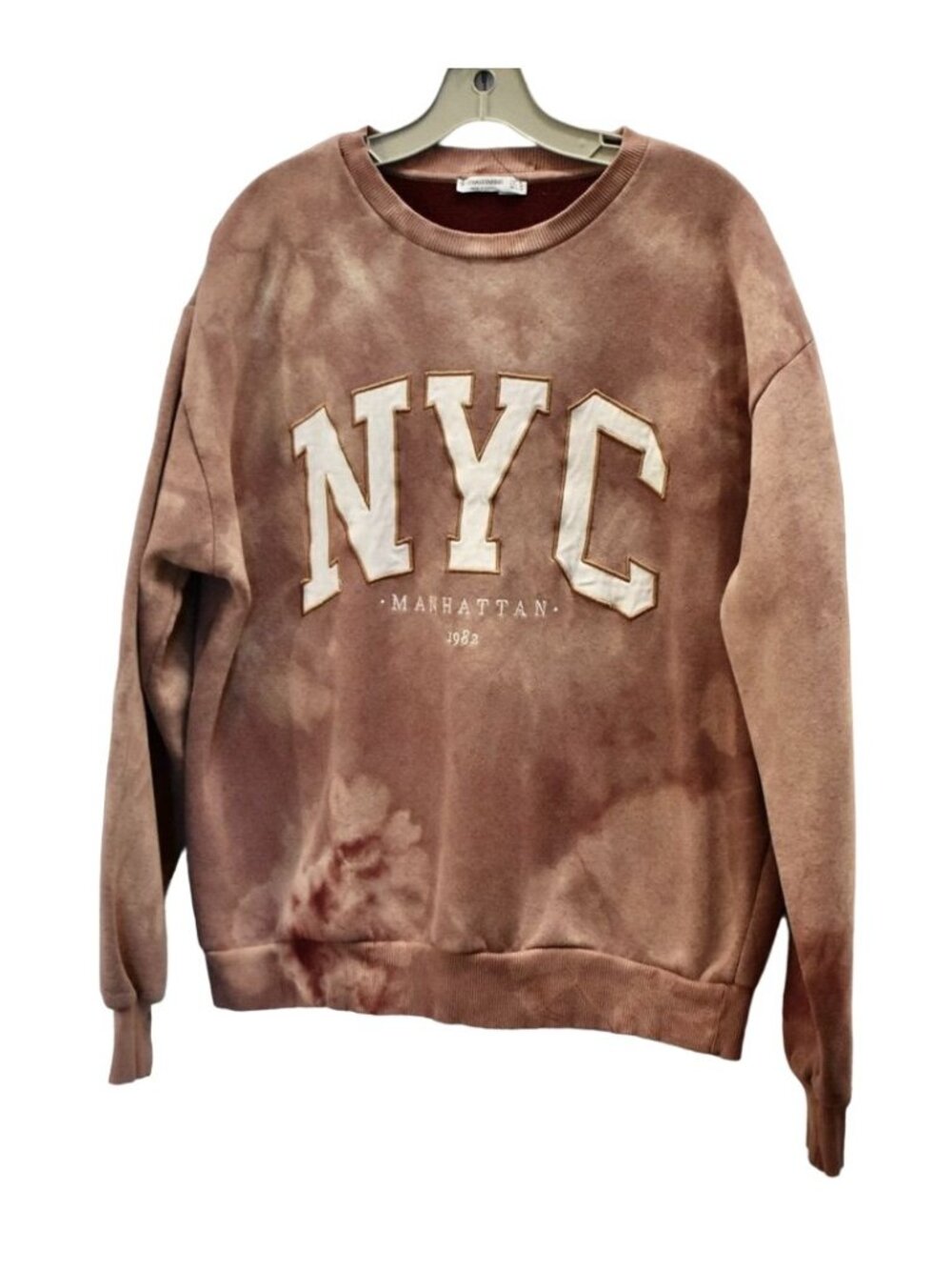 Unisex Stradvarious Vintage NYC Manhattan 1982 Embroidered Mauve Sweatshirt SZ M